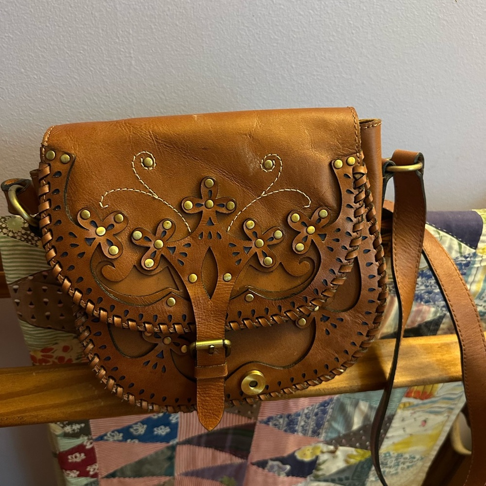 Patricia Nash Tan Leather Crossbody Bag